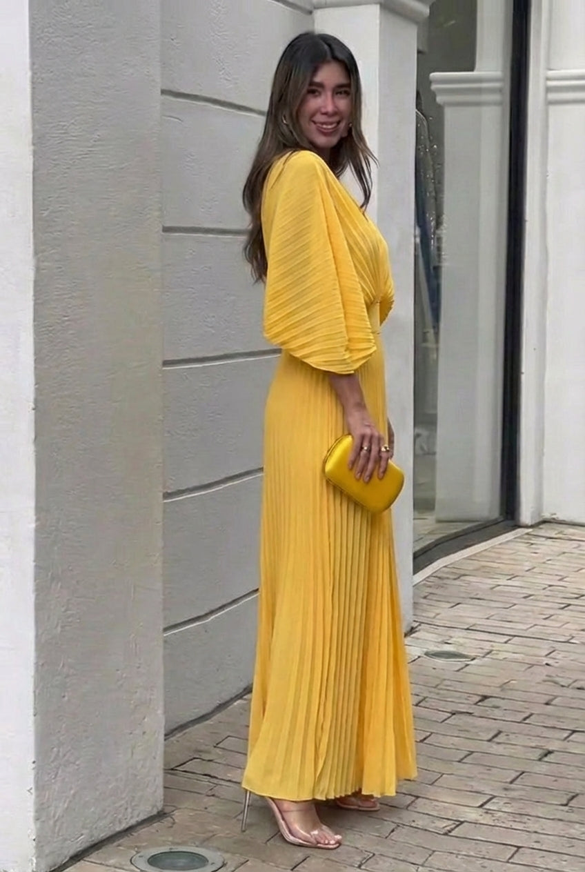 Natalia | Robe longue plissée élégante