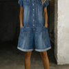 Sofía | Salopette vintage courte en coton au look denim