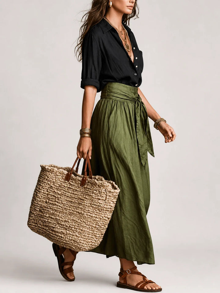 Martina | Robe maxi élégante et fluide à épaule dénudée