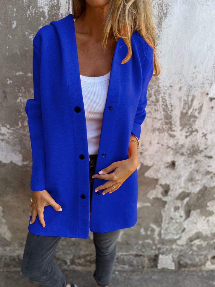 Elara · Élégant Gilet Long avec Capuche