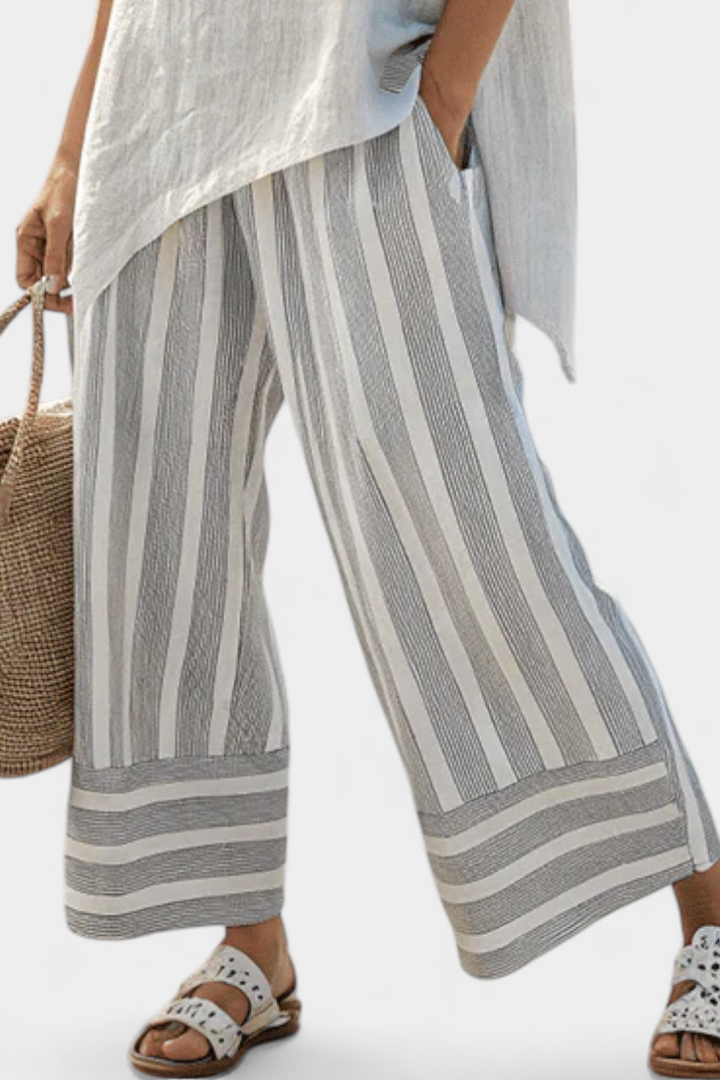 Talvora | Blouse Asymétrique Élégante & Pantalons Rayés