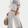 Marcellin | Haut et Pantalon Rayé Bleu-Orange Sophistiqué
