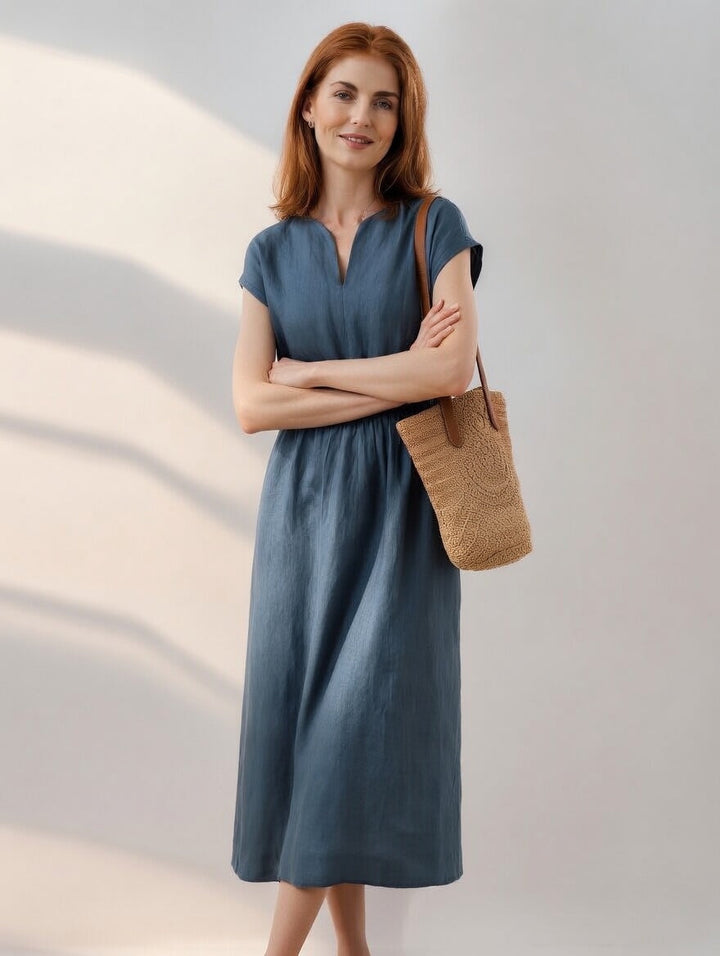 Lina — Robe en lin mélangé fluide et élégante
