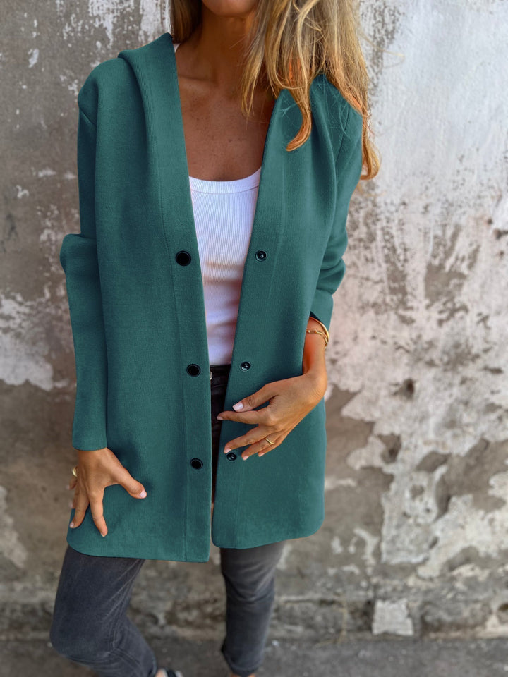 Elara · Élégant Gilet Long avec Capuche