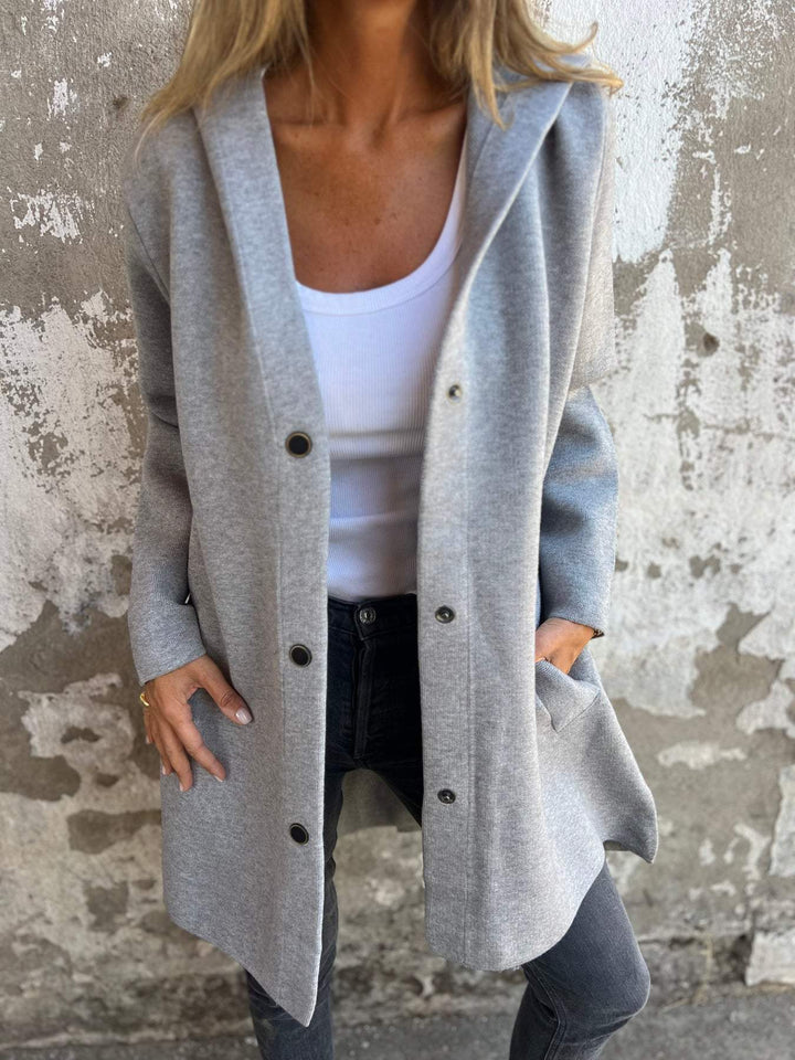 Elara · Élégant Gilet Long avec Capuche