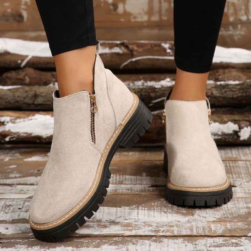 Paula - Bottines à bout rond et fermeture éclair latérale