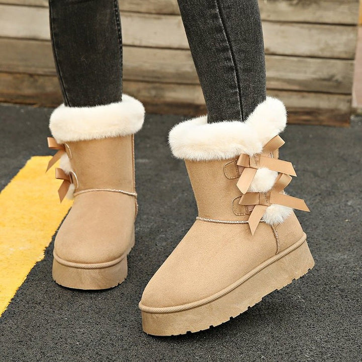 Lía - Bottes de neige avec nœud et doublure chaude