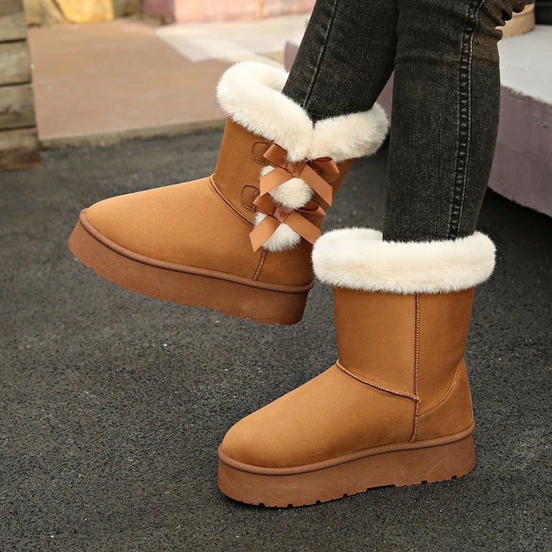 Lía - Bottes de neige avec nœud et doublure chaude