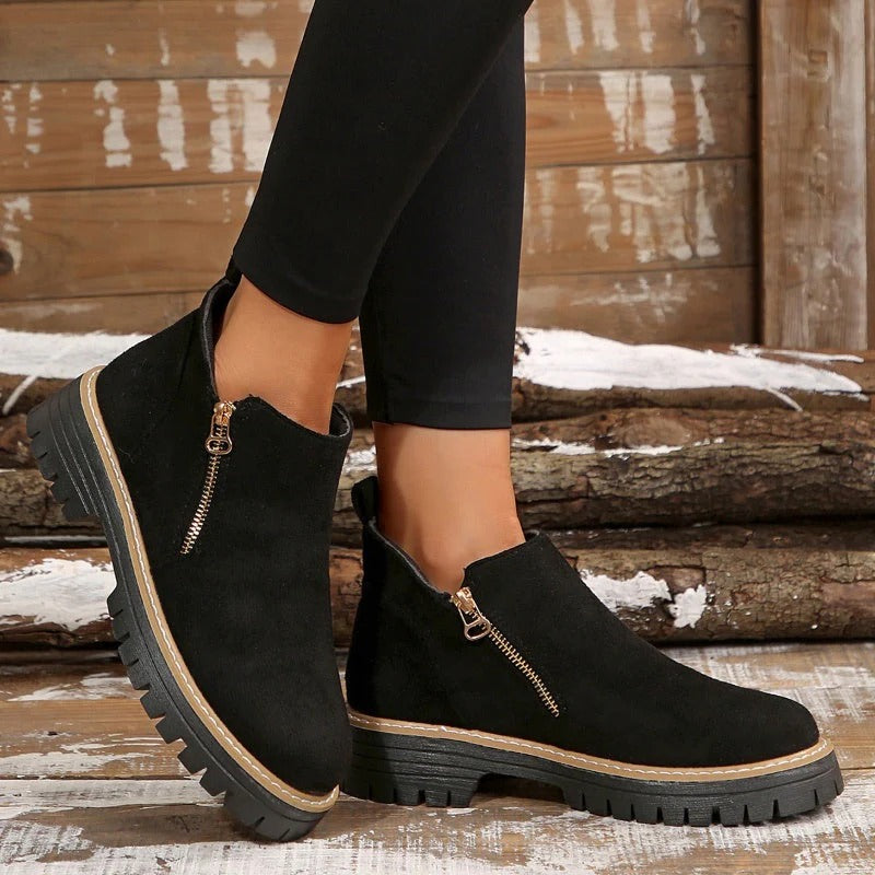 Paula - Bottines à bout rond et fermeture éclair latérale