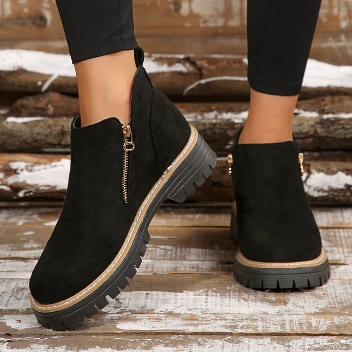 Paula - Bottines à bout rond et fermeture éclair latérale