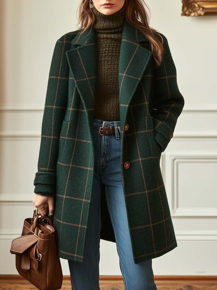 Elara · Manteau en Laine à Carreaux Élégant
