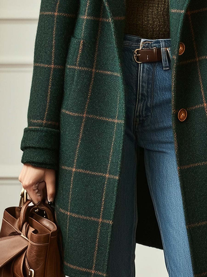 Elara · Manteau en Laine à Carreaux Élégant