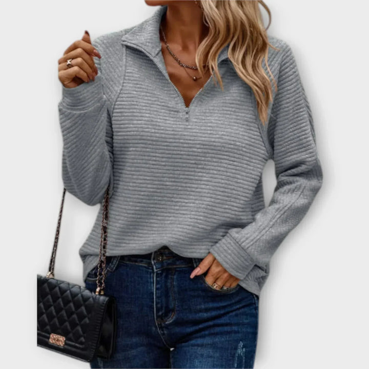 Elara · Pull Chic Décontracté à Col Zippé