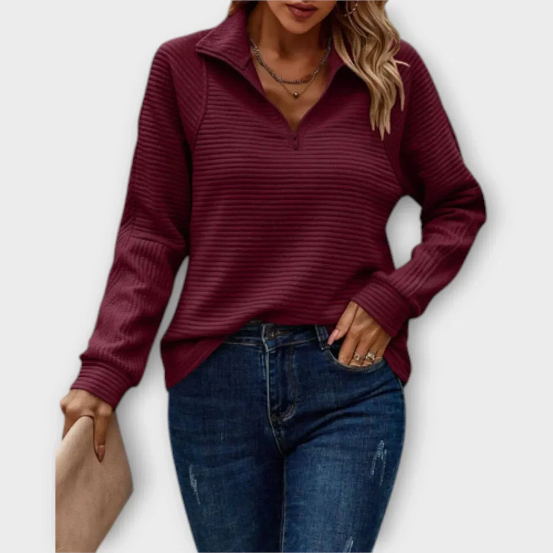 Elara · Pull Chic Décontracté à Col Zippé