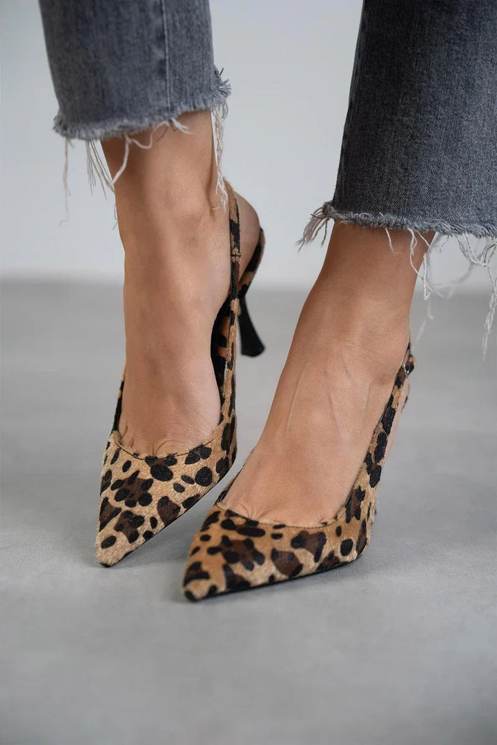 Mónica – Chaussures à talons léopard à bout pointu