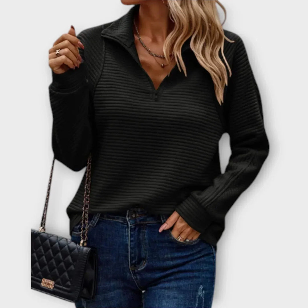 Elara · Pull Chic Décontracté à Col Zippé