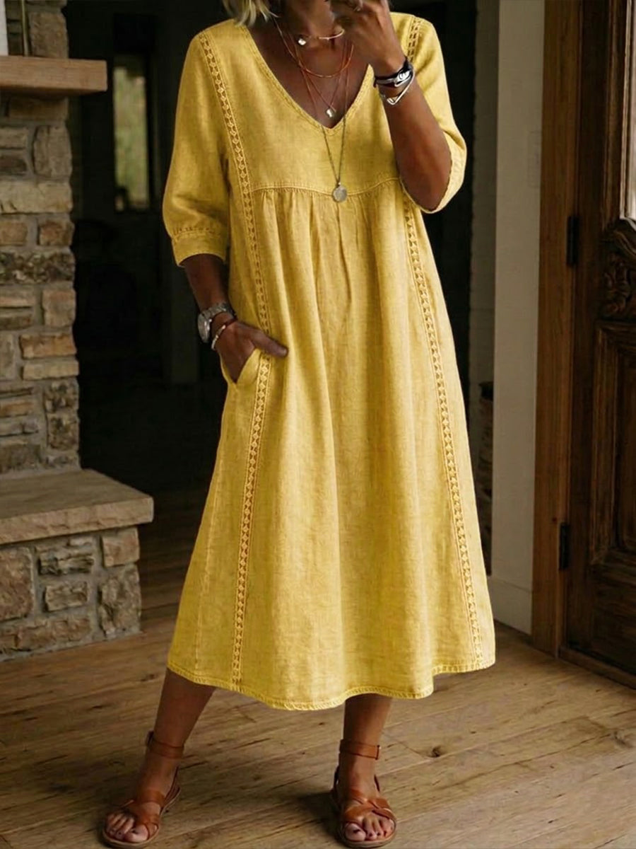 Robe Maxi à Manches Florales Artistiques