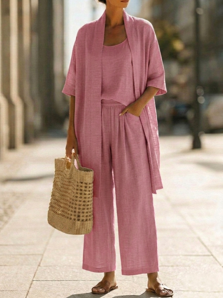 Elara · Ensemble en lin-coton trois pièces élégant