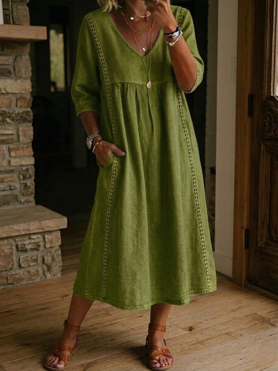 Robe Maxi à Manches Florales Artistiques