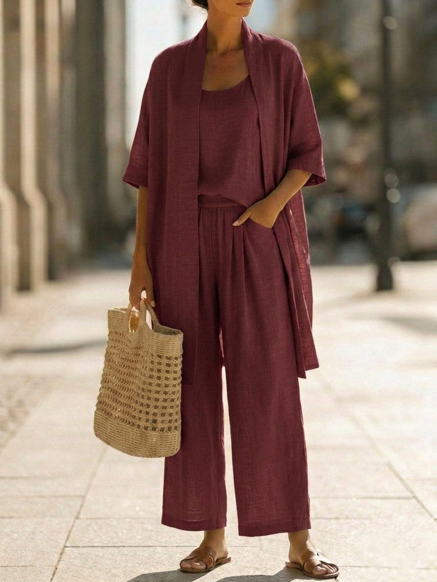 Elara · Ensemble en lin-coton trois pièces élégant