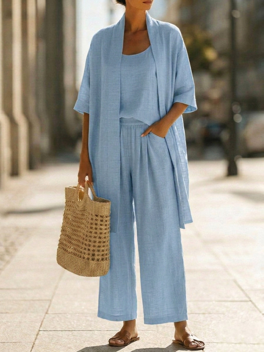 Elara · Ensemble en lin-coton trois pièces élégant