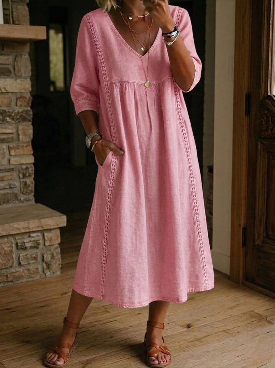 Robe Maxi à Manches Florales Artistiques