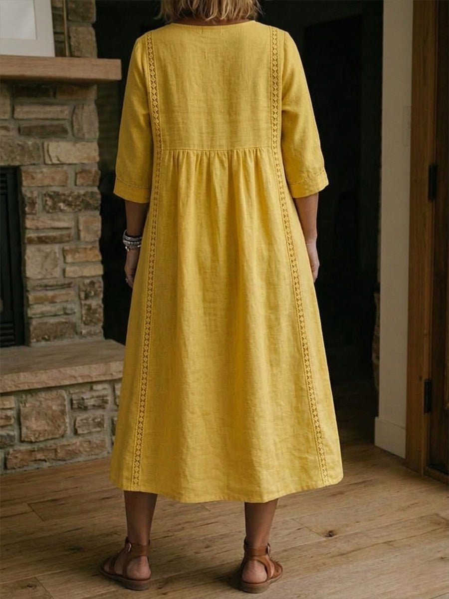 Robe Maxi à Manches Florales Artistiques