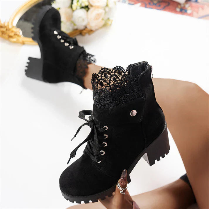 Tania - Bottines avec dentelle et talon épais