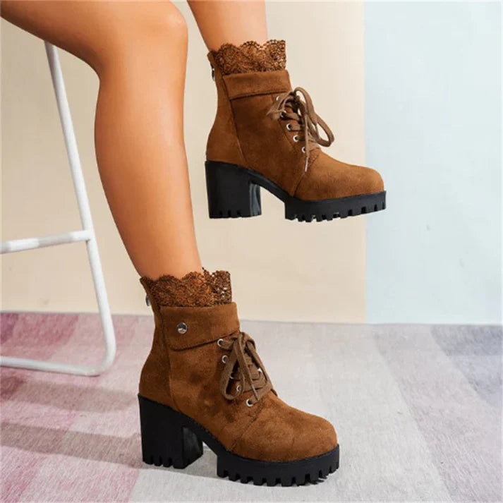 Tania - Bottines avec dentelle et talon épais