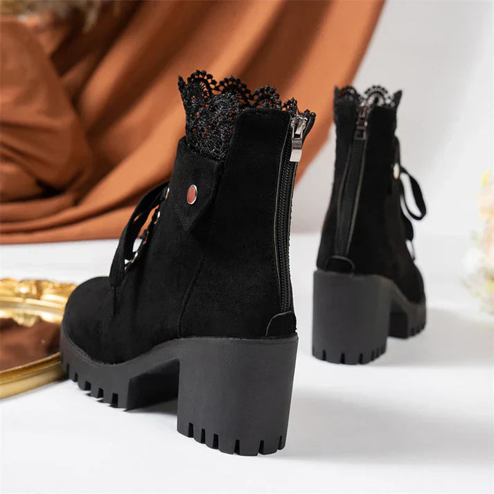 Tania - Bottines avec dentelle et talon épais