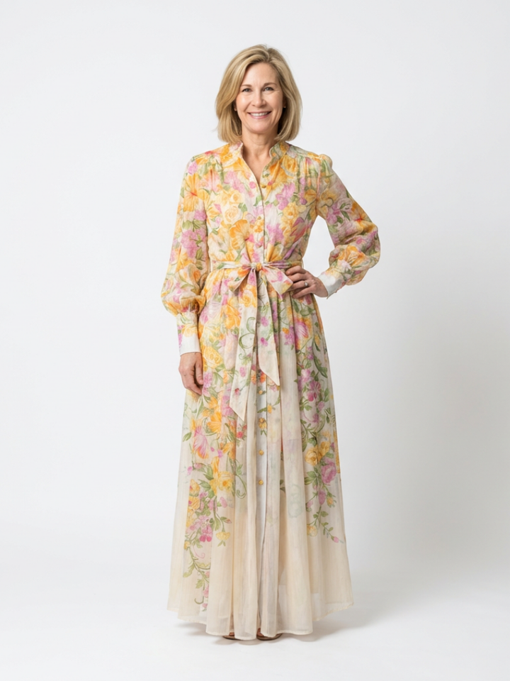 Cressida | Robe Maxi Longue à Manches Longues Fleurie