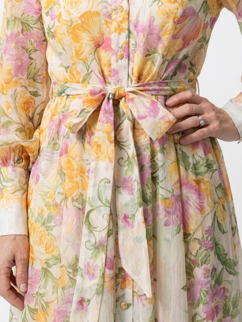 Cressida | Robe Maxi Longue à Manches Longues Fleurie