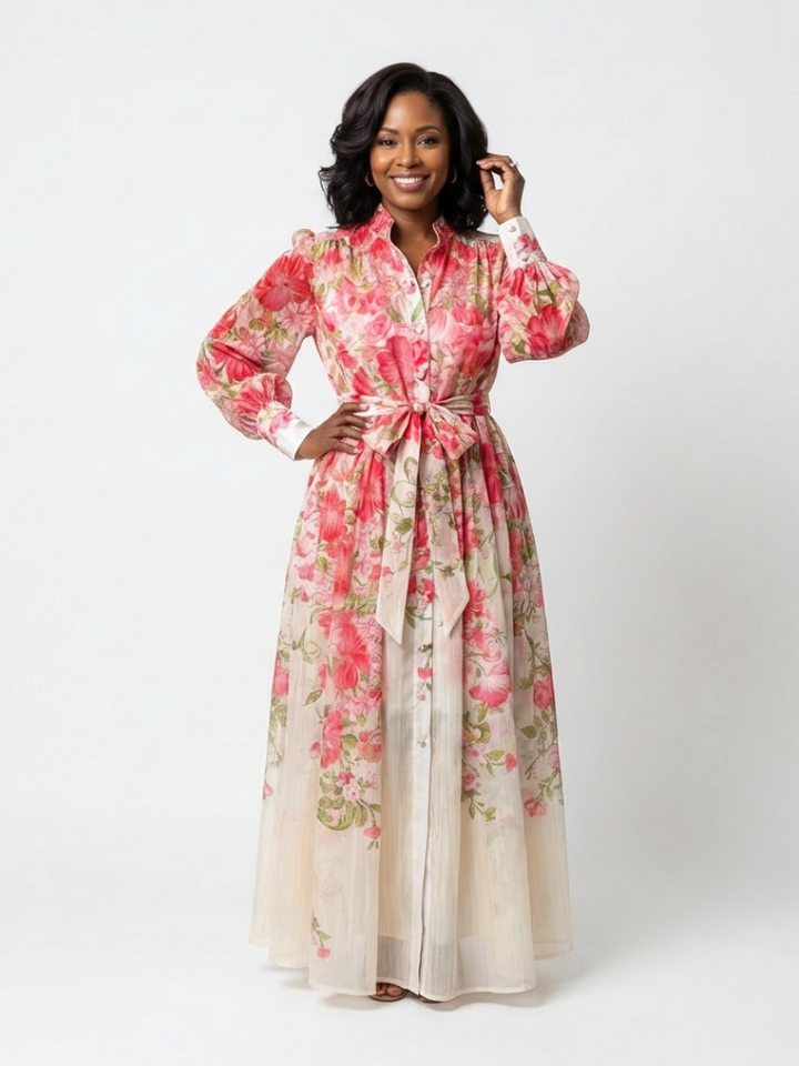 Cressida | Robe Maxi Longue à Manches Longues Fleurie