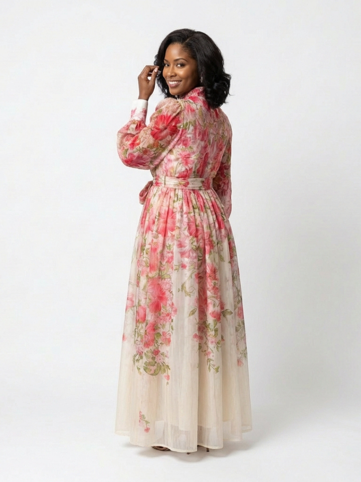 Cressida | Robe Maxi Longue à Manches Longues Fleurie