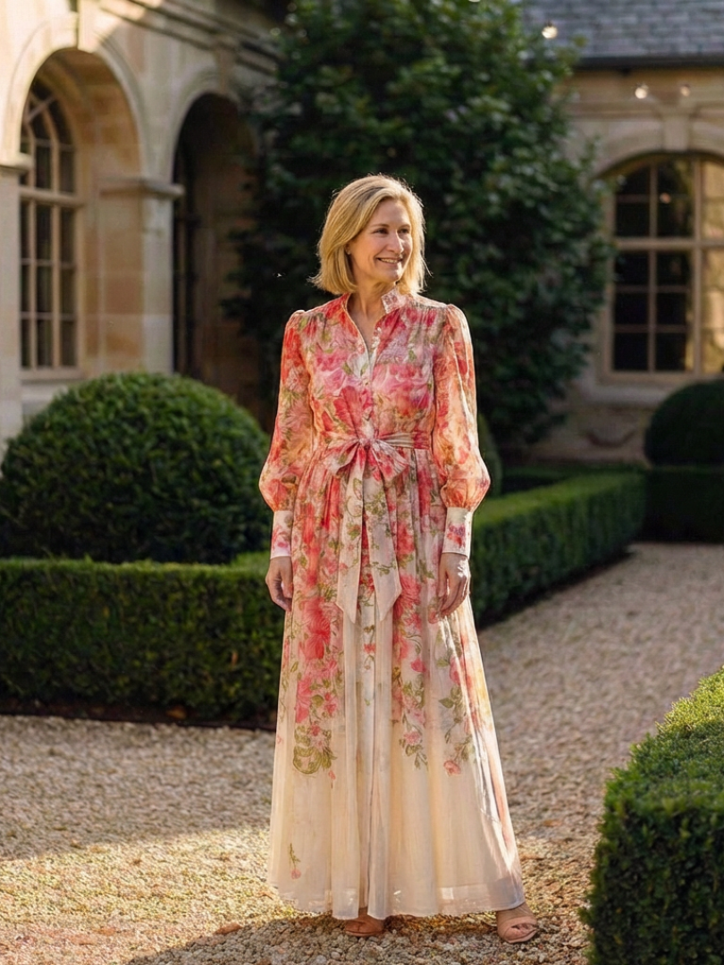 Cressida | Robe Maxi Longue à Manches Longues Fleurie