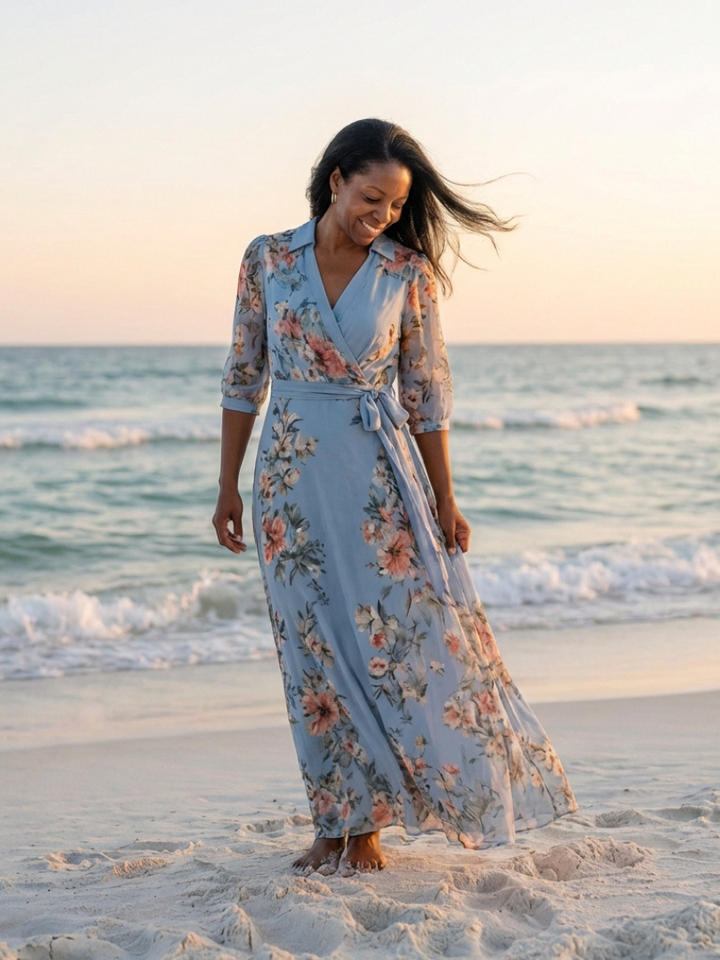Elowen | Robe Maxi V en Fleur